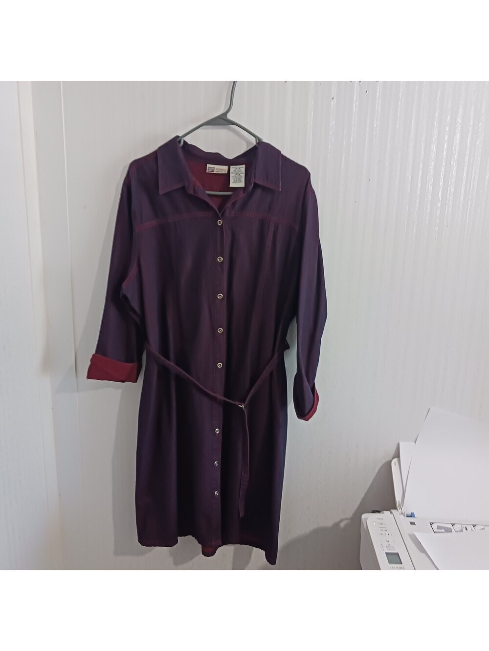 Faded glory Women's  Button Down  Dress  with  Belt Size  1X 16-18